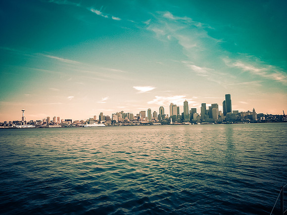 Seattle Skyline From A Boat In Puget Sound